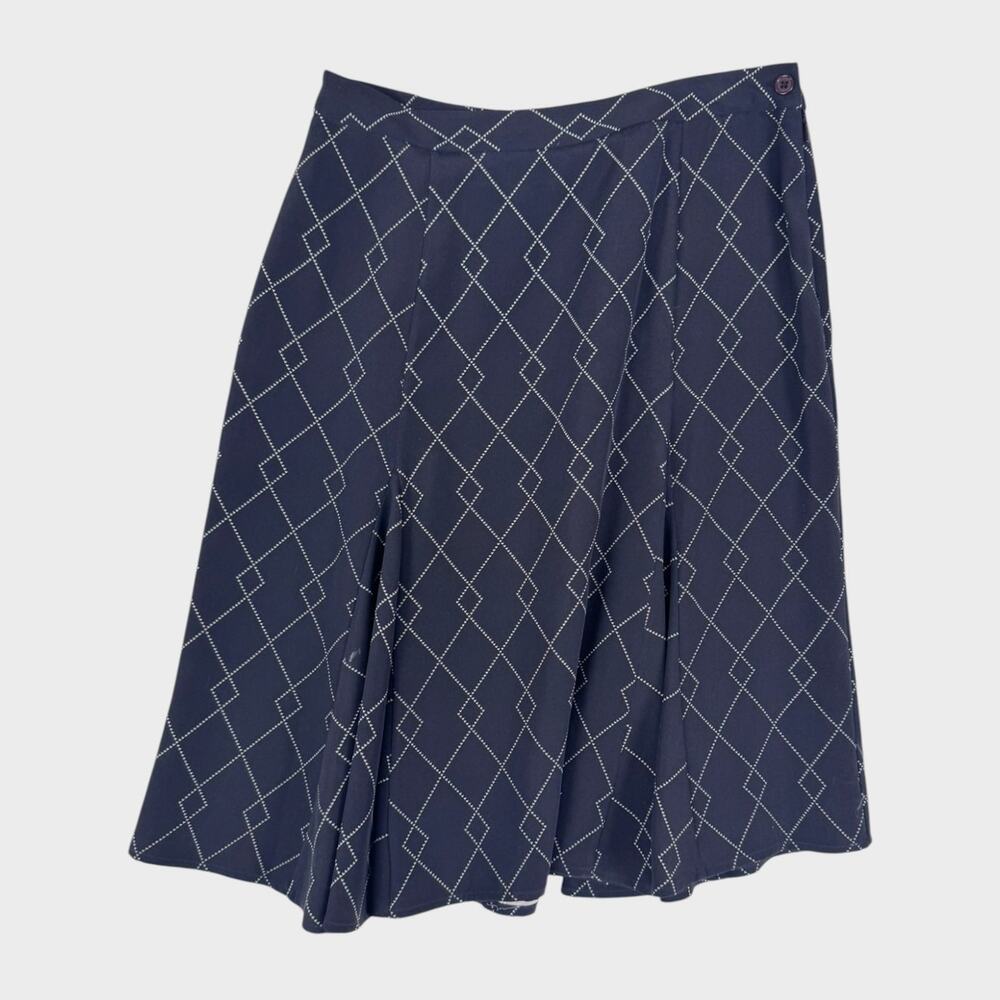 Marshall Fields Size 6 A Line Skirt 100% Silk Black Geometric Print Skirt
